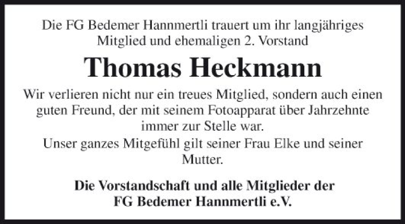  Traueranzeige für Thomas Heckmann vom 07.06.2018 aus Fränkische Nachrichten