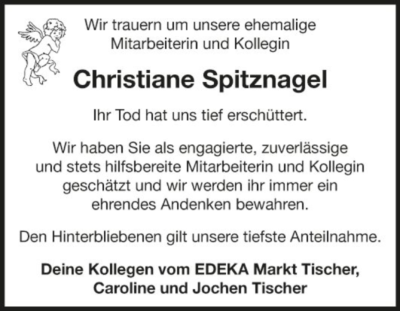 Traueranzeige für Christiane Spitznagel vom 11.04.2020 aus Fränkische Nachrichten