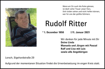 Traueranzeige von Rudolf Ritter von Bergsträßer Anzeiger