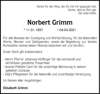 Traueranzeige von Norbert Grimm von Mannheimer Morgen
